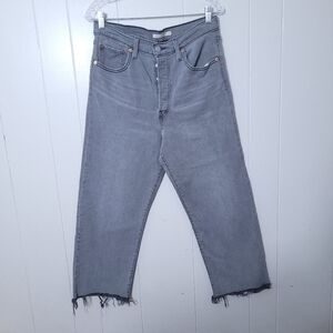 Levi's Ribcage Straight Ankle Jeans Women's Gray Size 30